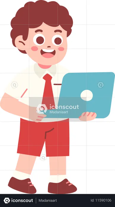 Junge Student mit Laptop  Illustration