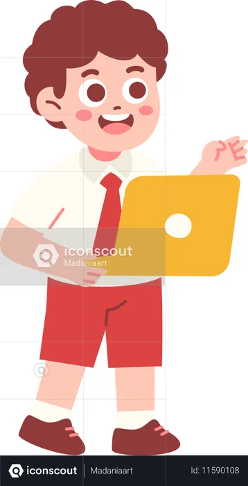 Junge Student mit Laptop  Illustration