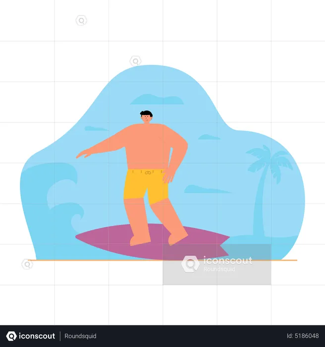 Junge mit Surfbrett Surfen  Illustration