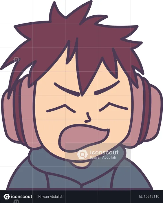 Junge trägt Headset mit wütend schreienden Gesichtsausdruck  Illustration