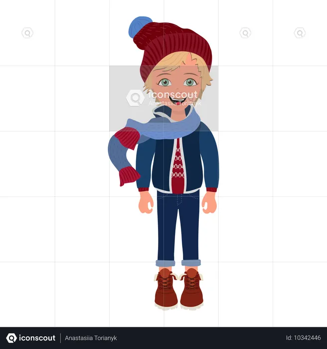 Kind, Junge, Tragen, Winterkleidung  Illustration