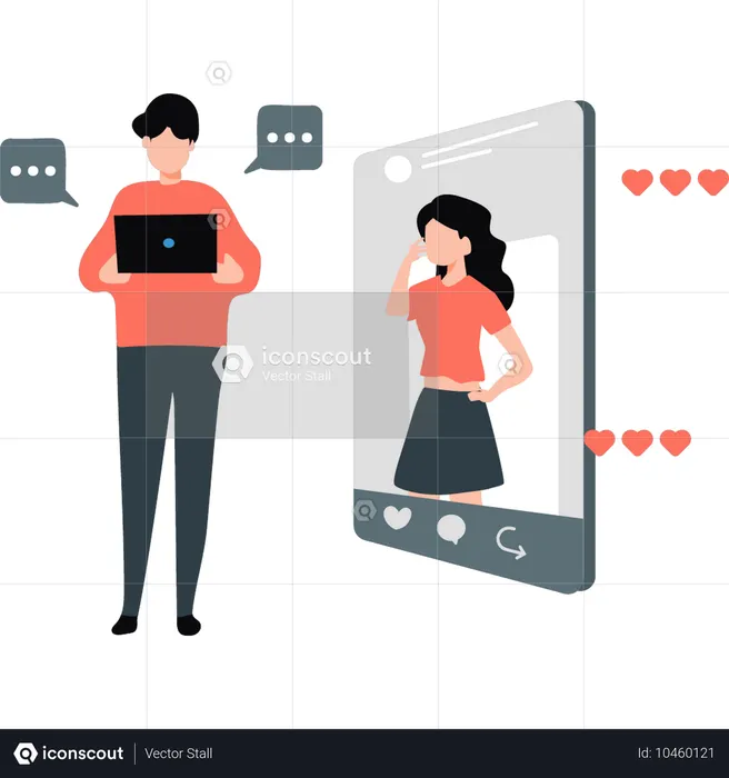 Jungen und Mädchen unterhalten sich gerne  Illustration