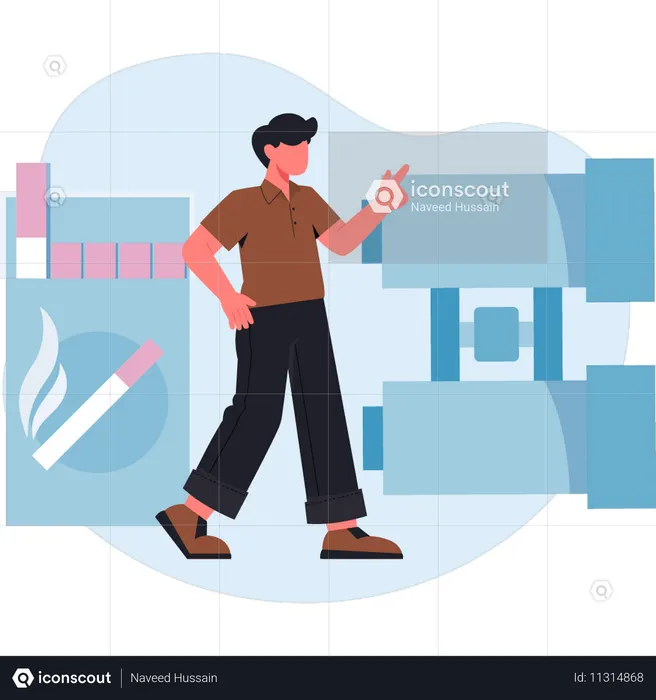 Junge zeigt Fernglas  Illustration