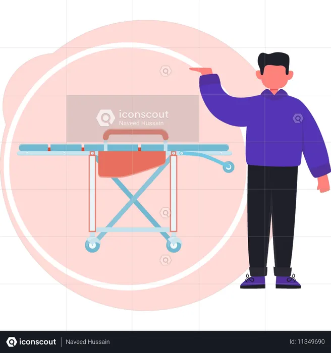 Junge präsentiert Notfall-Satacher  Illustration