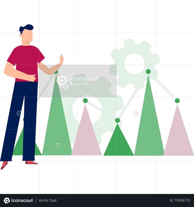 Junger Mann Analyse Taktik Diagramm  Illustration