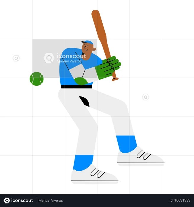 Junger Mann spielt Baseball  Illustration