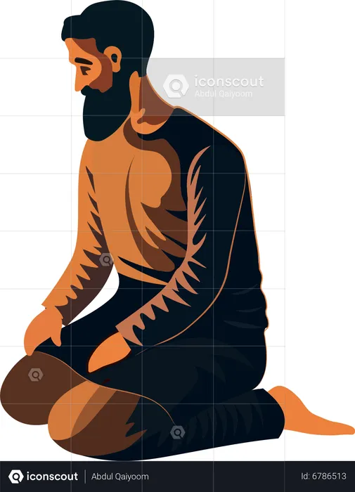 Junger muslimischer Mann betet Namaz  Illustration