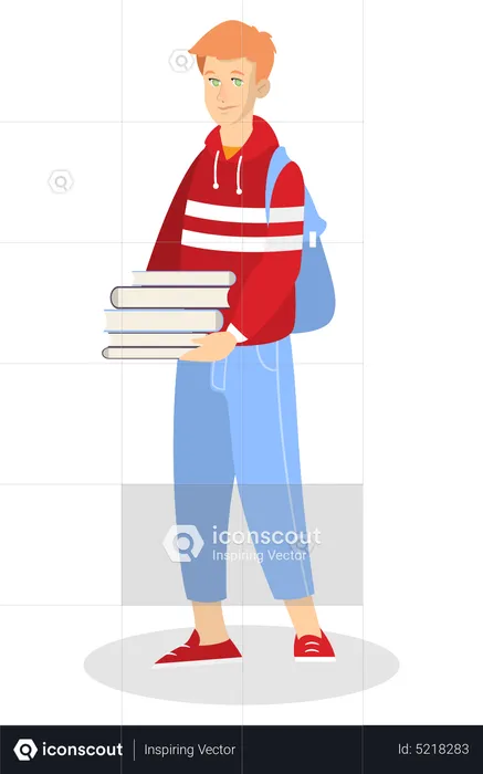 Junger Student mit Büchern  Illustration