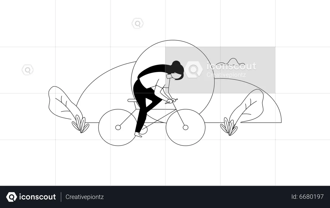 Junges Mädchen reitet Fahrrad  Illustration