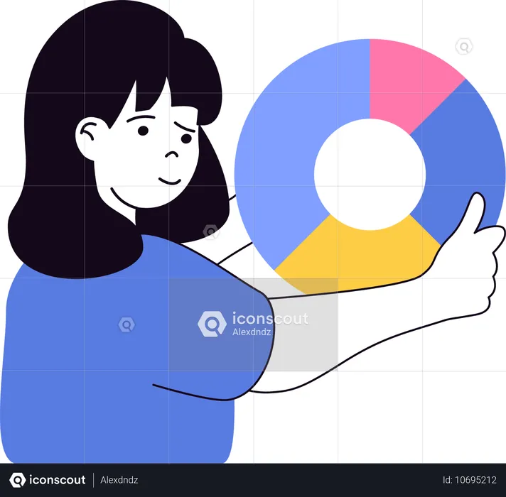 Junges Mädchen hält Kreisdiagramm  Illustration