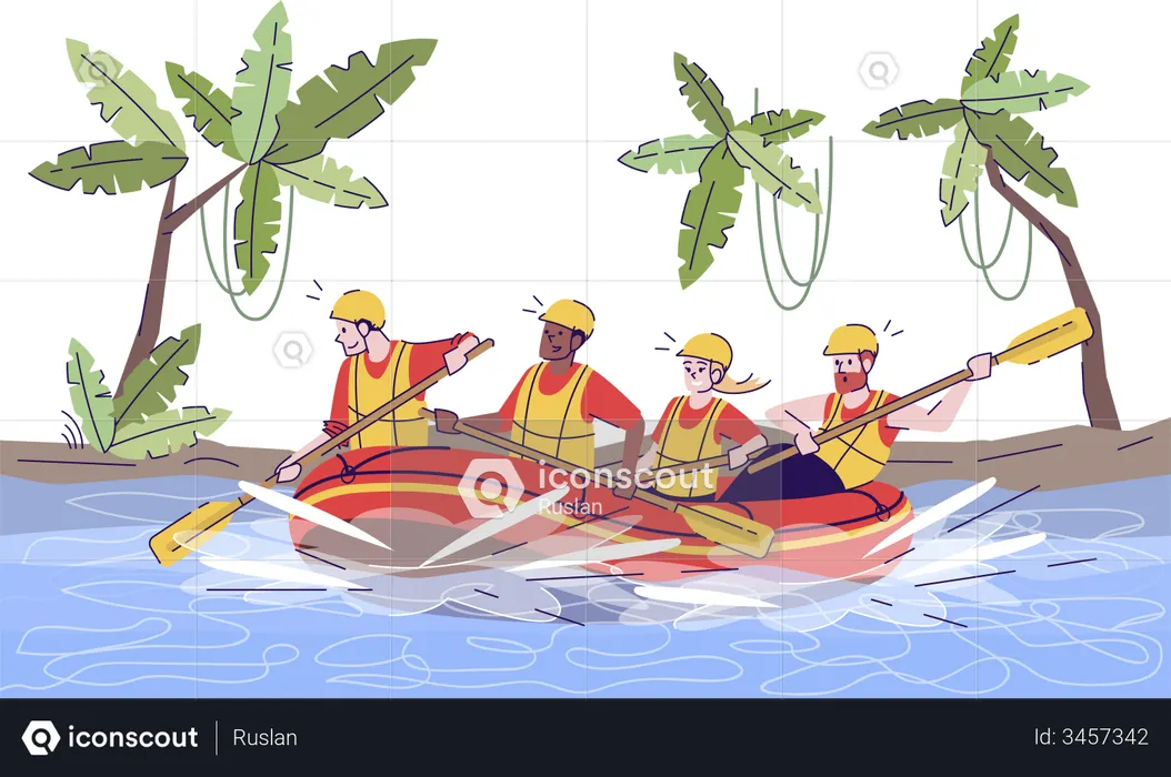 Jungle river rafting  Illustration