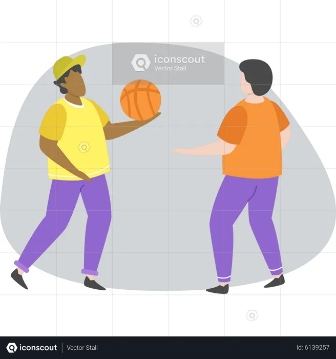 Jungs spielen Basketball  Illustration