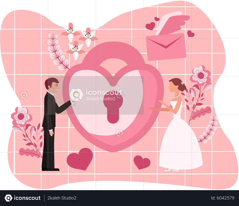 Just Married Couple  Illustration