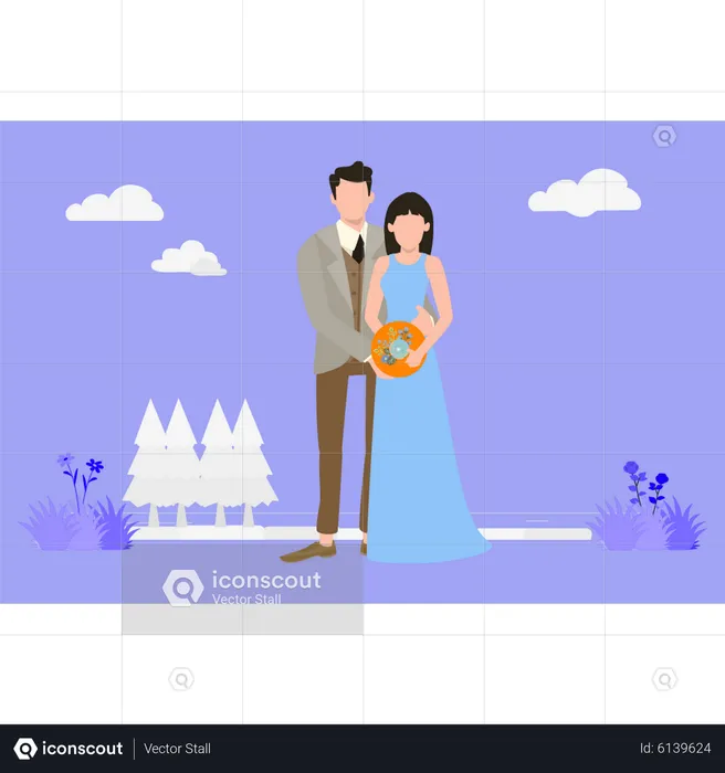Just Married couple  Illustration