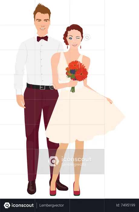 Just Married Couple  Illustration