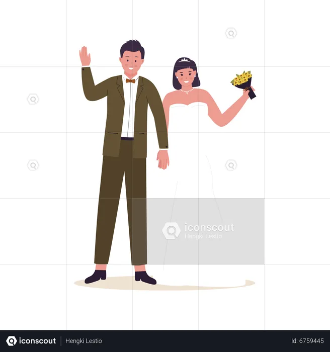 Just Married Couple  Illustration