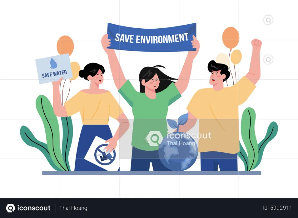 Kampagne „Umwelt retten“  Illustration