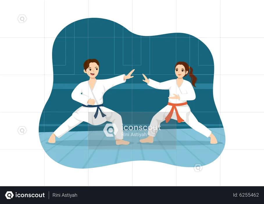 Karate athletes fighting  Illustration