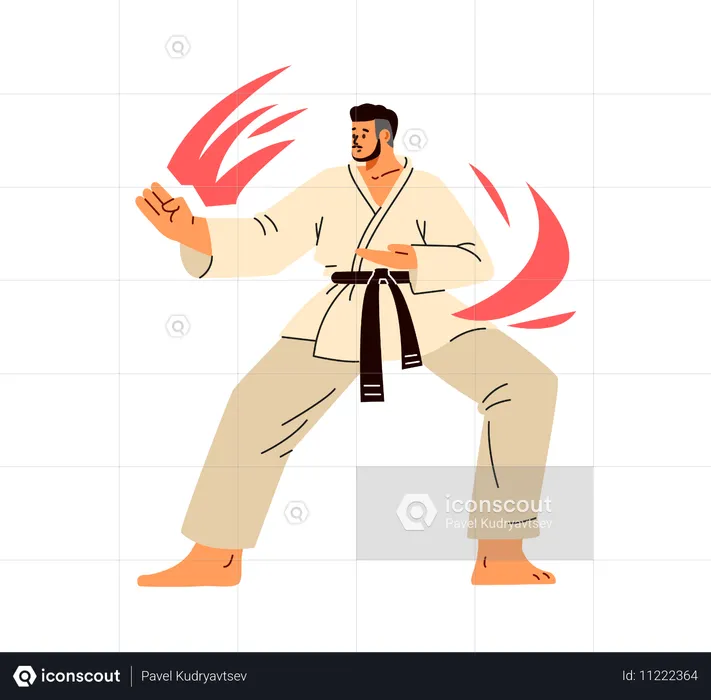 Karate-Kämpfer im Kimono  Illustration