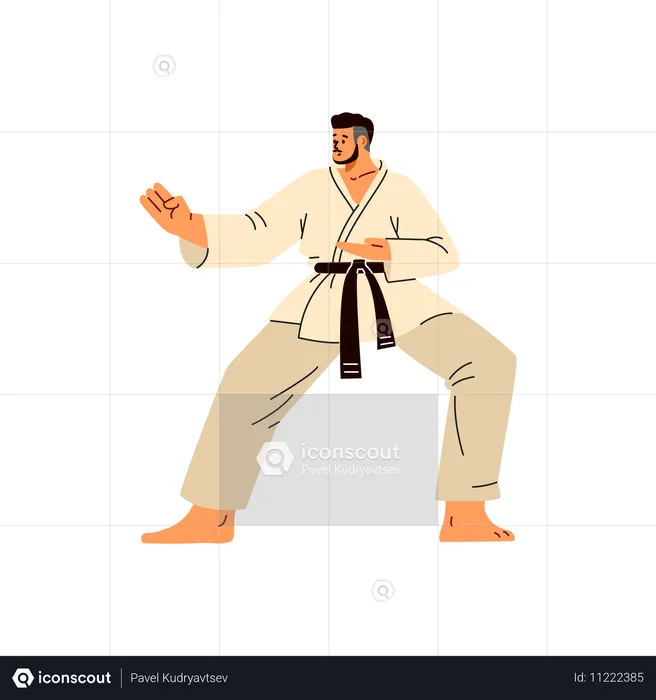 Karate man fighter in kimono  Illustration