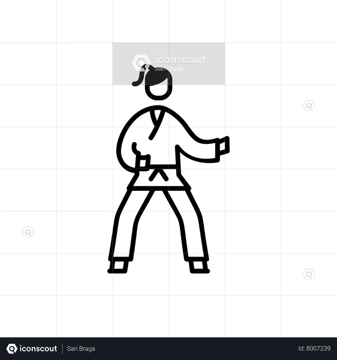 Karate player giving fighting pose  Illustration