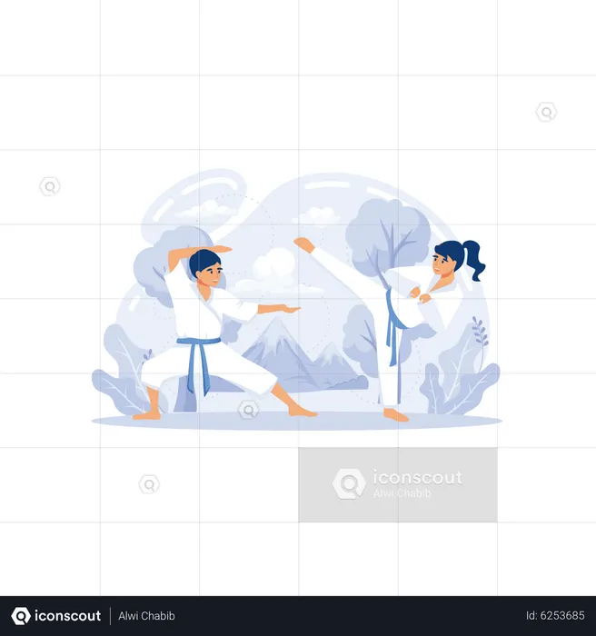 Karate vacation  Illustration