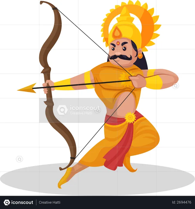 Karna holding bow and arrow  Illustration