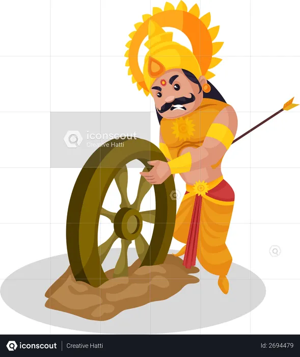 Karna pushing wheel  Illustration