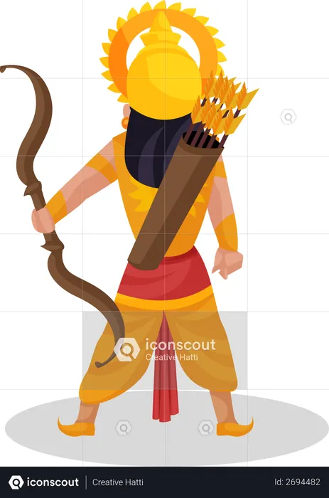 Karna standing with holding bow  Illustration