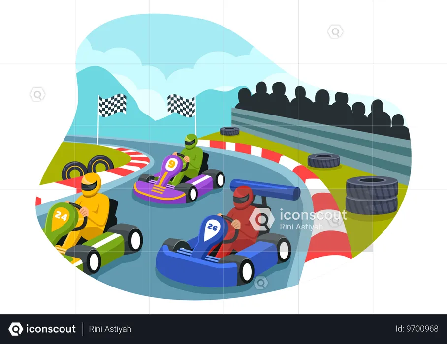 Karting Sport competition  Illustration