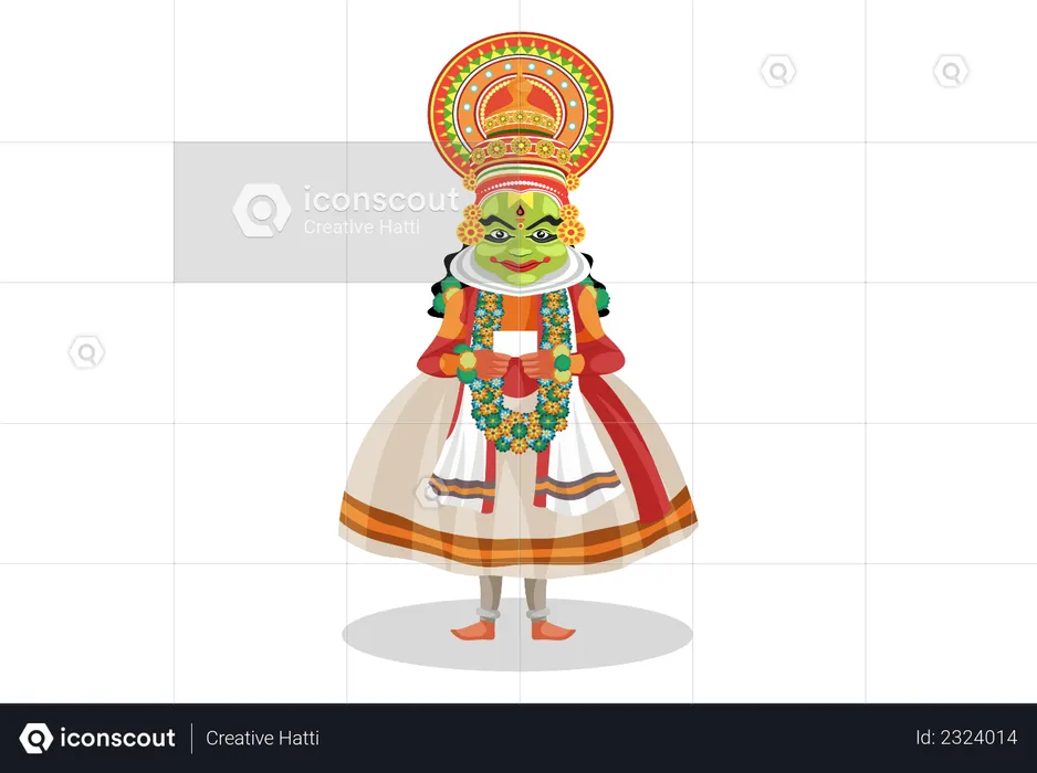 Kathakali dancer holding blank white page  Illustration