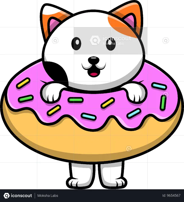 Katze mit Donut  Illustration