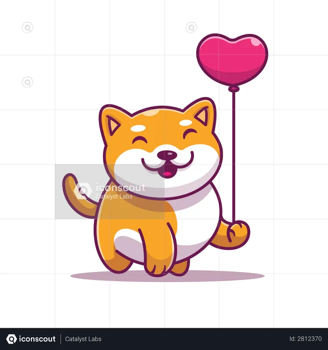 Katze mit Liebesballon  Illustration