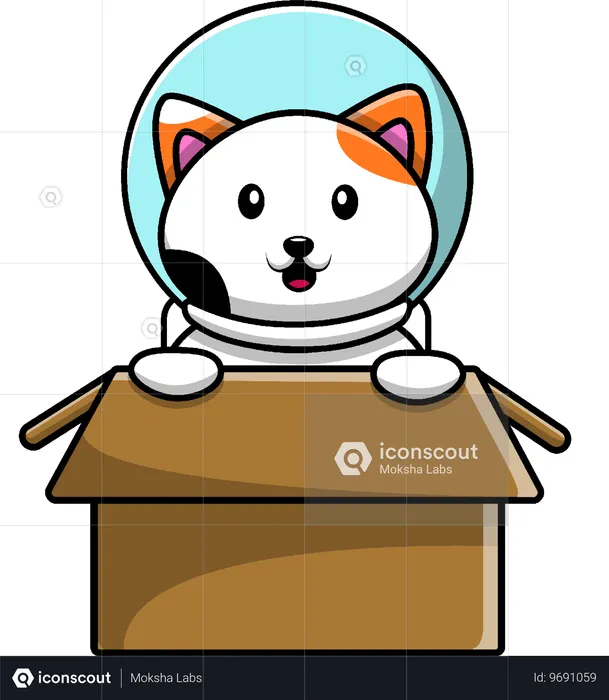 Katzenastronaut in Box  Illustration