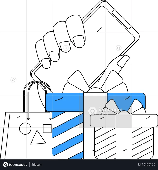 Kaufen Sie Geschenke über die E-Commerce-App  Illustration