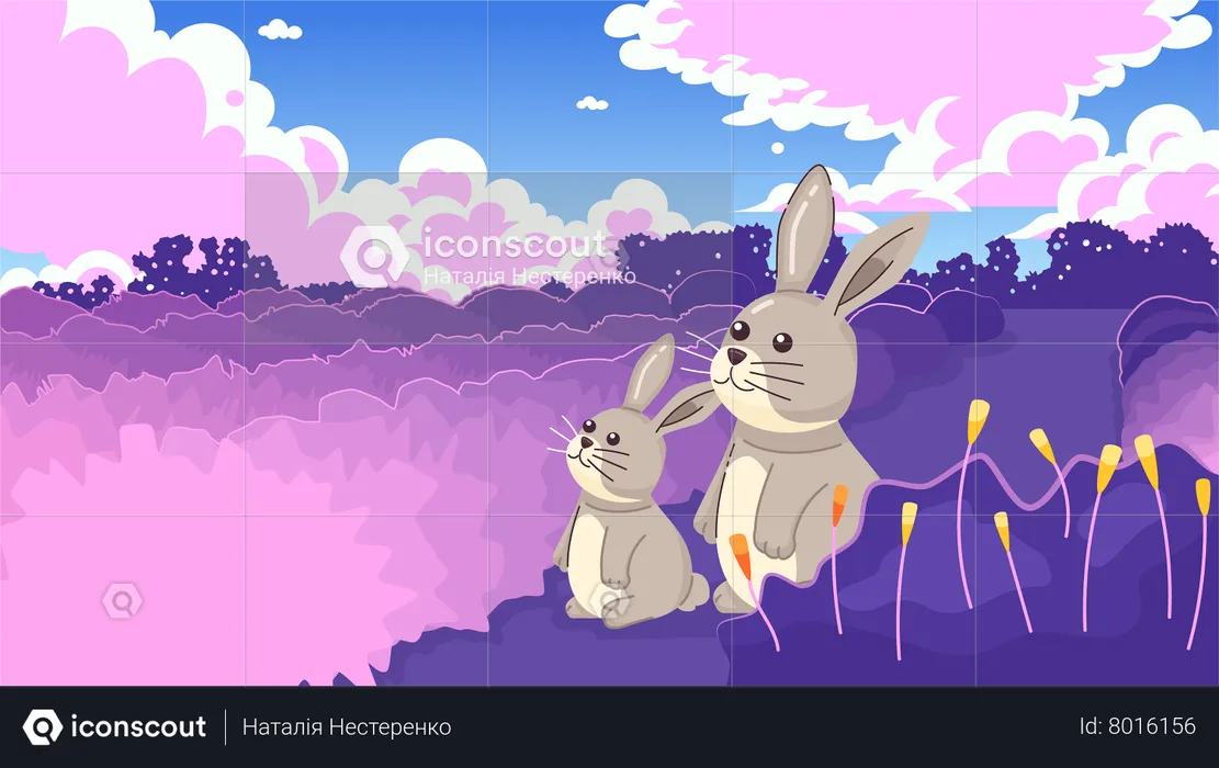 Kawaii rabbits  Illustration