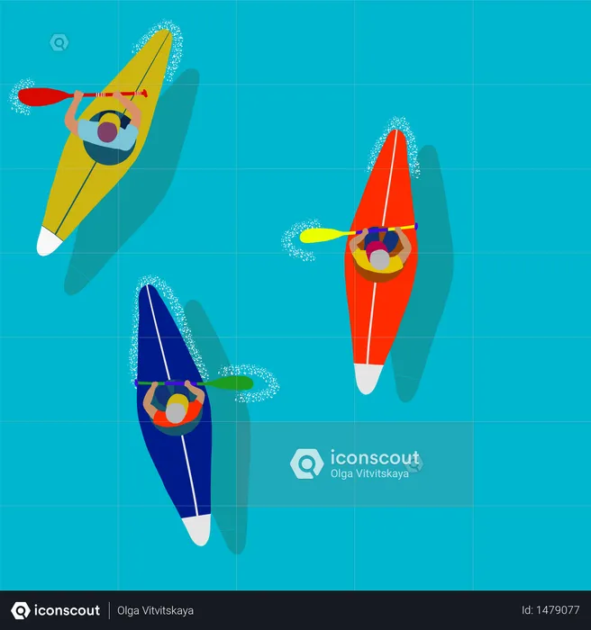 Kayaking Water Sport  Illustration