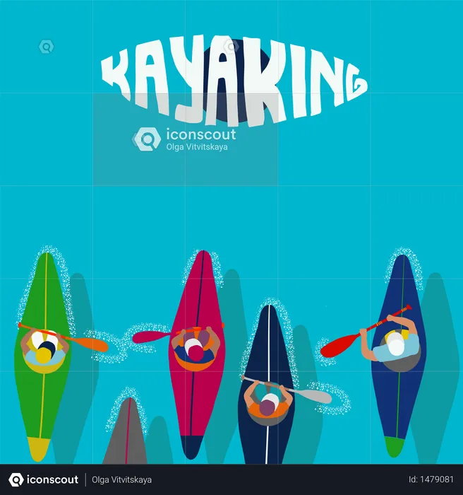 Kayaking Water Sport  Illustration