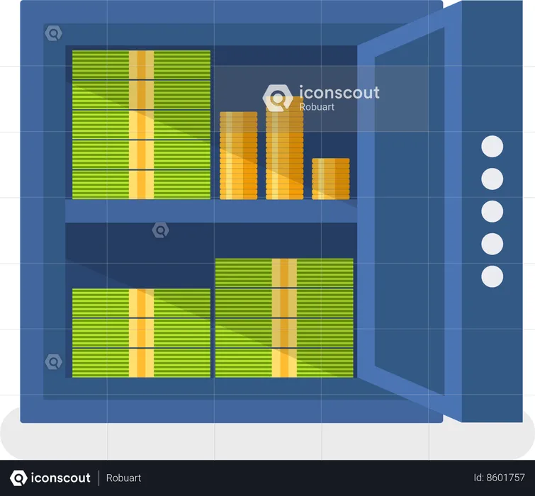 Keeping Money in Safebox  Illustration