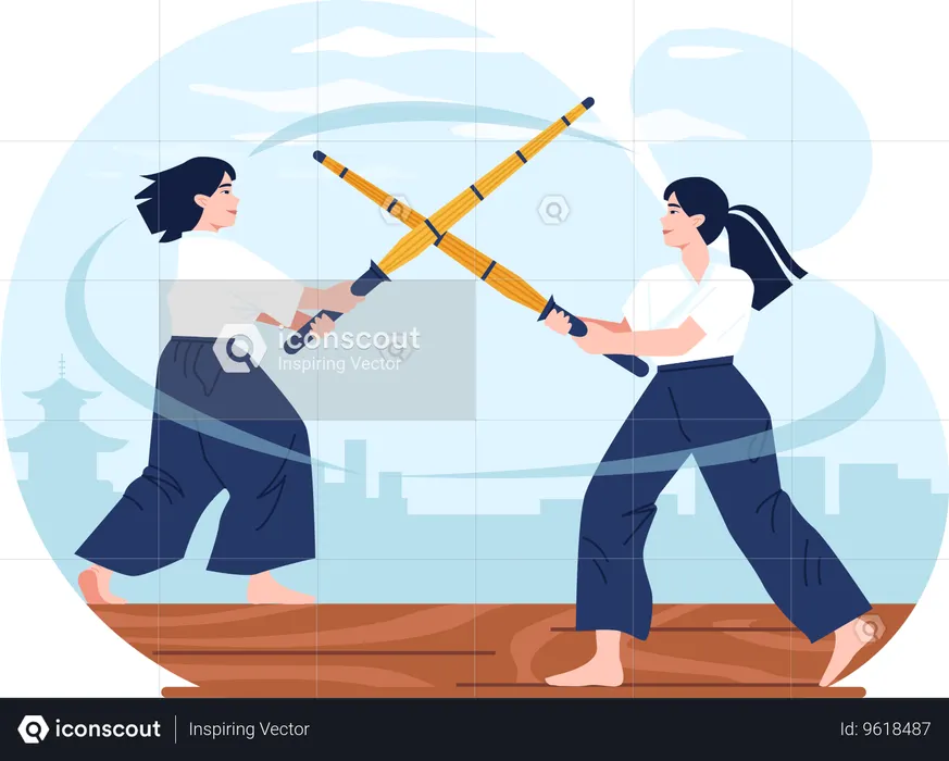 Kendo martial art  Illustration