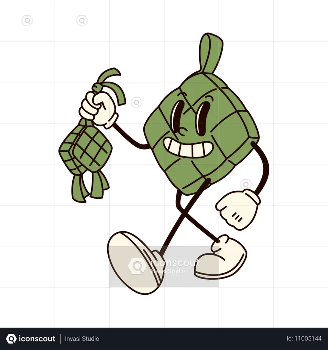 Ketupat caminando con Ketupat  Ilustración