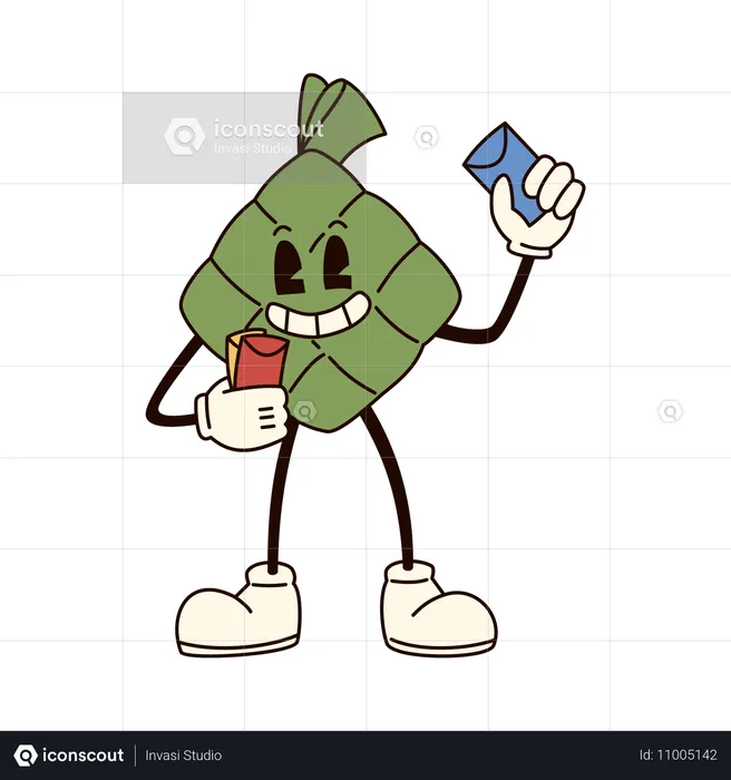 Ketupat holding envelope  Illustration