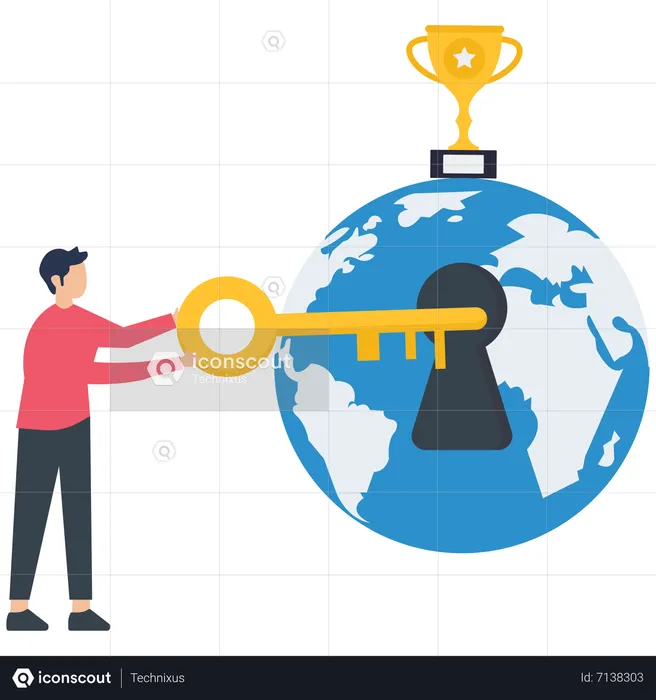 Key to success global business  Illustration