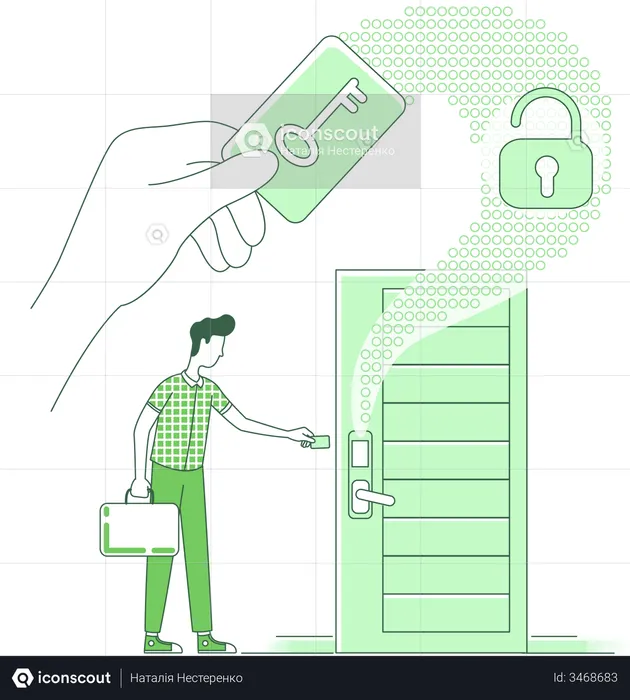 Keycard lock smart technology  Illustration