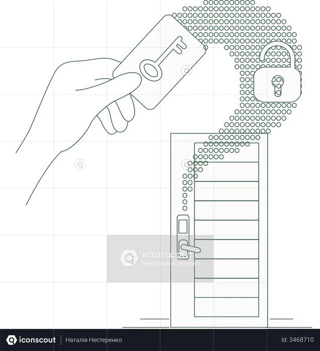Keyless lock security in home using NFC  Illustration