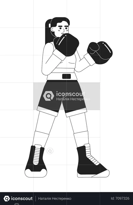 Kickboxen junge Frau  Illustration