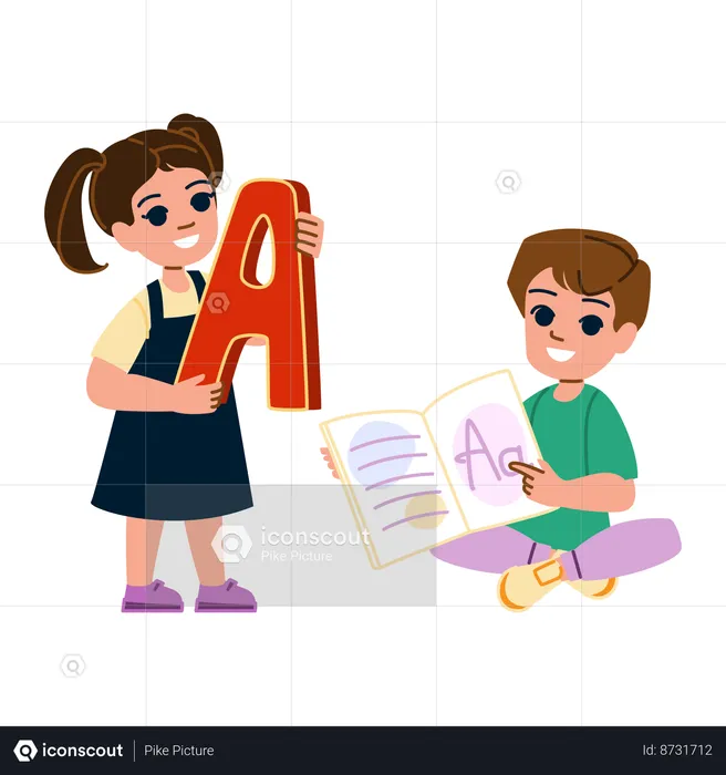 Kid are learning ABC language  Illustration