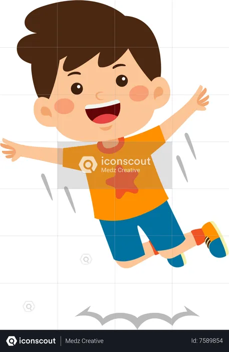 Kid Boy flying in air  Illustration
