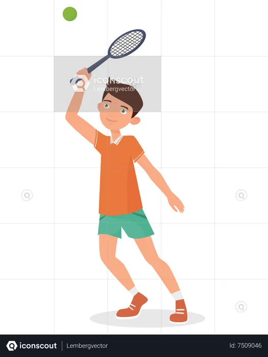 Kid Boy playing tennis  Illustration