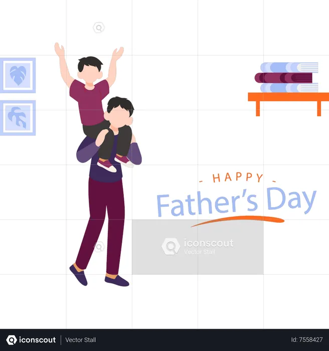Kid celebrating Father's Day  Illustration